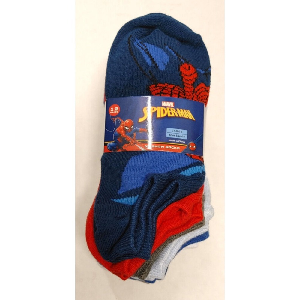 NWT‎ Spiderman Boys Socks 12 pairs Size Large 4-8